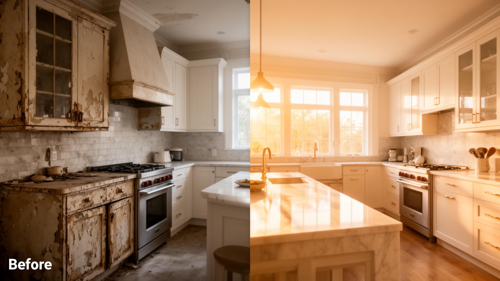Before and after kitchen remodel transformation
